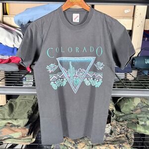 Vintage 90's Jerzees Colorado Graphic T Shirt Mens Size Medium Desert Cactus Art